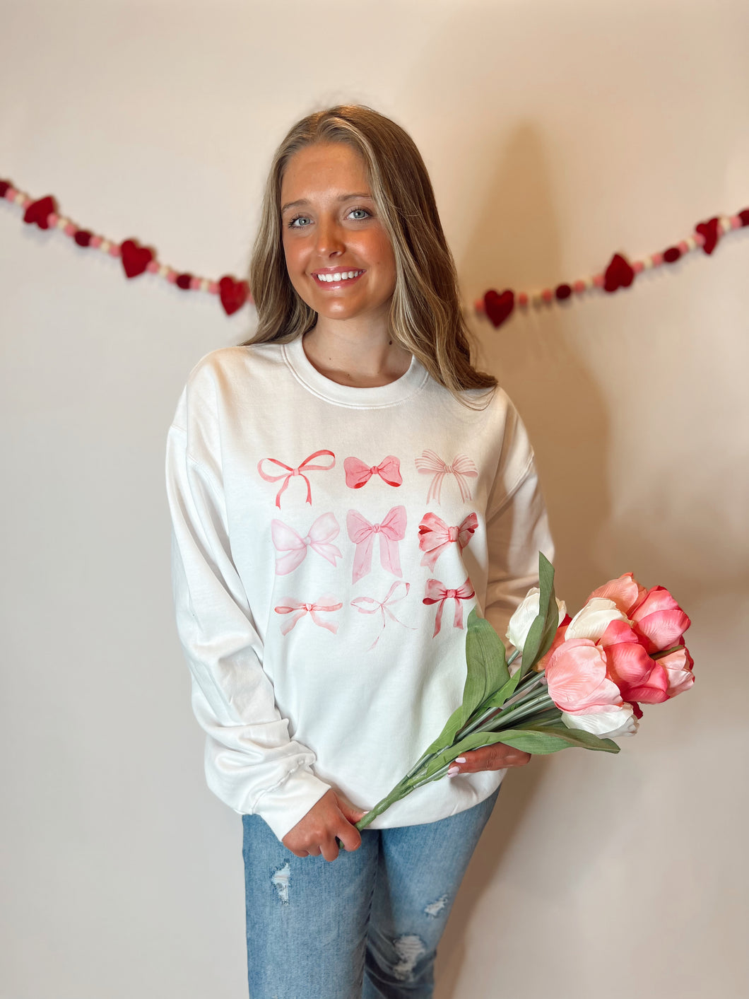 Pink Stacked Bows Sweatshirt